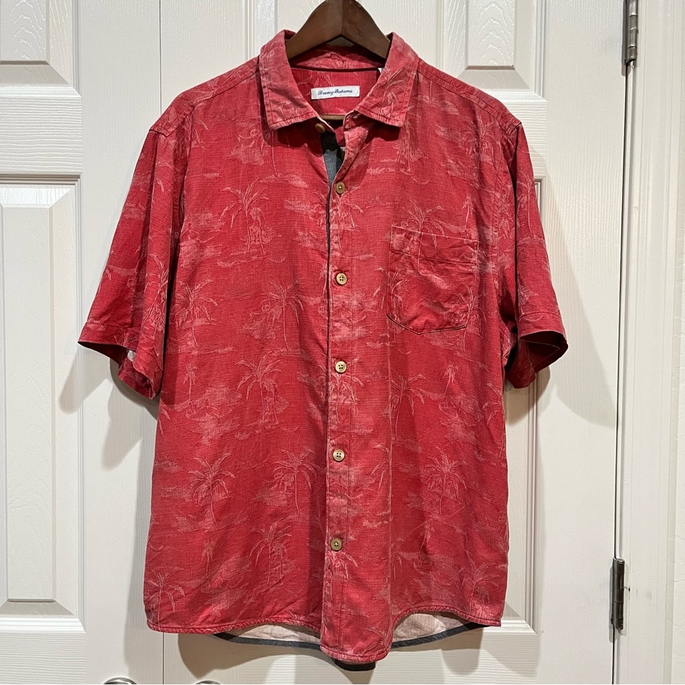 Tommy Bahama Palms in Paradise Silk Camp Shirt Sz L